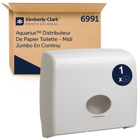 6991 Aquarius White Plastic Toilet Roll Dispenser, 445mm x 129mm x 380mm
