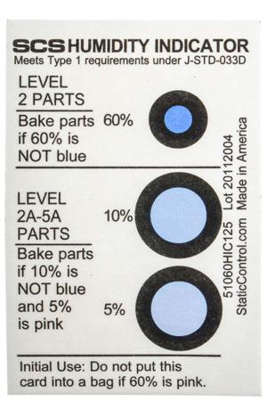 51060HIC125 SCS Blotting Paper Impregnated With Cobaltous Chloride ESD Label, Humidity Indicator-Text 3 in x 2in