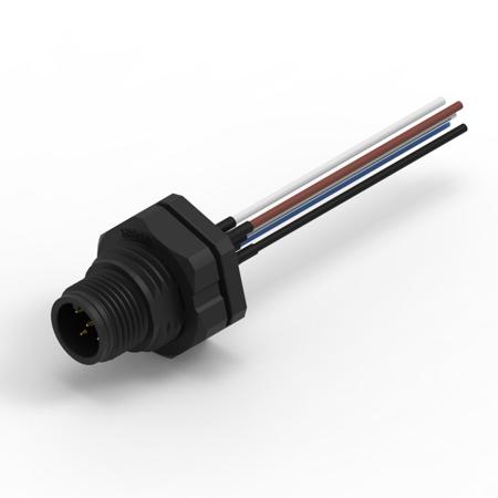 643411100405 Industrial Circular Connectors, 5 Contacts, Panel Mount, M12 Connector, Plug, Male, IP68, WR-CIRC Series