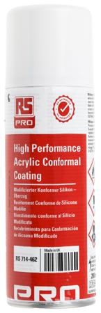 714-462 RS PRO Transparent Acrylic Resin Conformal Coating, 200 ml Aerosol, -55°C min, +130°C max