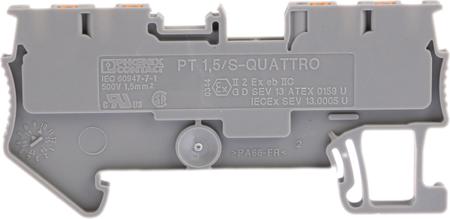 3208197 Phoenix Contact  PT 1.5/S-QUATTRO Series Grey, 0.14 → 1.5mm², Single-Level, Push In Termination, ATEX