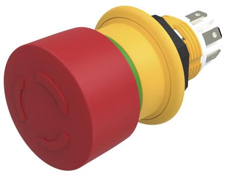 61-6441.4047 EAO 61 Compact Series Twist Release Emergency Stop Push Button, Panel Mount, 16mm Cutout, 1NC, IP67, IP69K