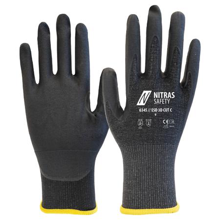 6345-1510-7 NITRAS SAFETY Red Yarn Abrasion Resistant, Cut Resistant, Puncture Resistant Work Gloves, Size 7, Nitrile Micro-Foam