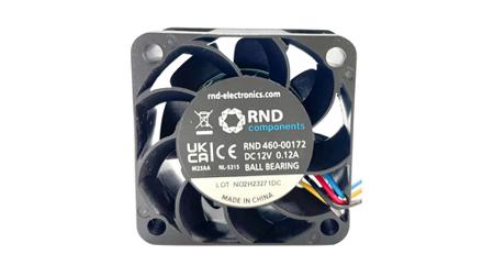 RND-460-00172 RND Axial Fan, 12 V, dc Operation, 16m³/h, 1.4W, 120mA Max, 40x40x20mm
