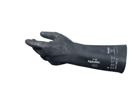 53003070 Ansell  Black Nylon Chemical Resistant Work Gloves, Size 7, Neoprene Coating