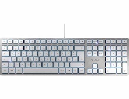 JK-1600GB-1 Cherry KC 6000 SLIM Wired USB Keyboard, QWERTY, Silver, White