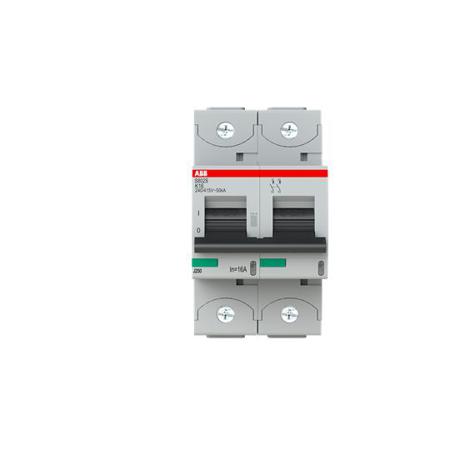 2CCS862001R0467 ABB S800S MCB, 2P, 16A Curve K, 240V AC, 50 kA Breaking Capacity