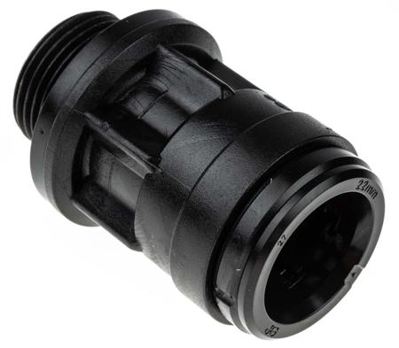 PM012216E JG Speedfit Plastic Pipe Fitting, Straight Threaded Adapter, 22mm, BSP 3/4in