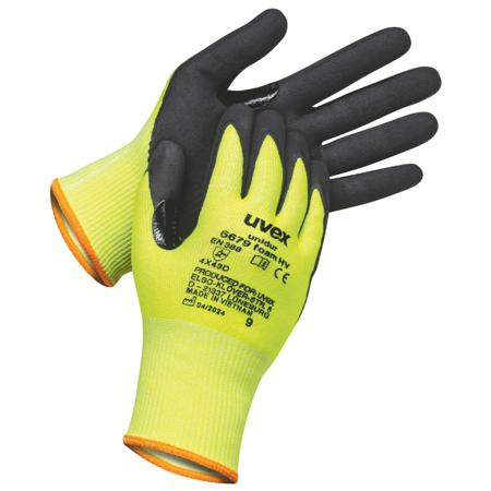 6089411 Uvex 60894 Yellow Fibreglass, HPPE, Polyamide Abrasion Resistant, Breathable, Cut Resistant, Dry Environment, General