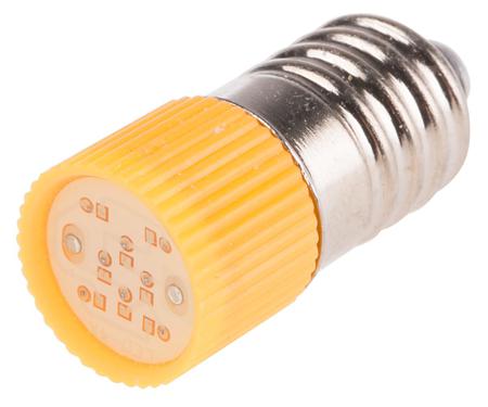 206-687 RS PRO Yellow LED Indicator Lamp, 28V ac/dc, E10 Base, 10mm Diameter, 120/110mcd