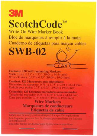 SWB-02 3M , Adhesive Write On Cable Marker, Vinyl, 8mm Max Dia