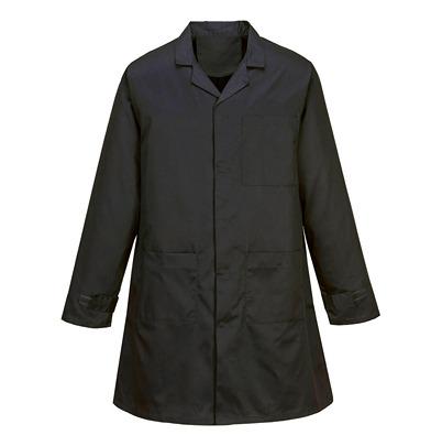 AS10BKRM Portwest Black Unisex Reusable Lab Coat, M