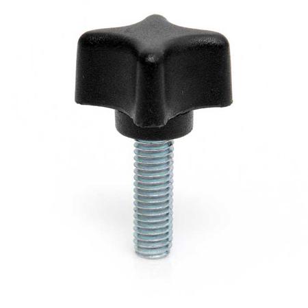 188-865 RS PRO Black Thermoplastic 4-Arm Clamping Knob, M6, Threaded Mount