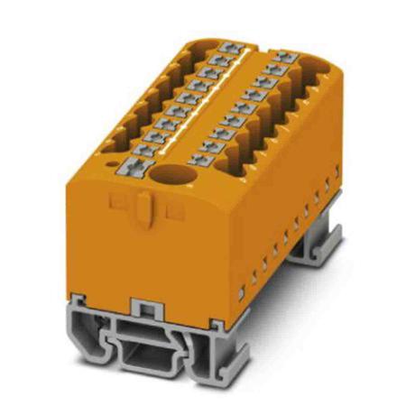 3274228 Phoenix Contact Distribution Block, 19 Way, 4mm², 24A, 690 V, Orange