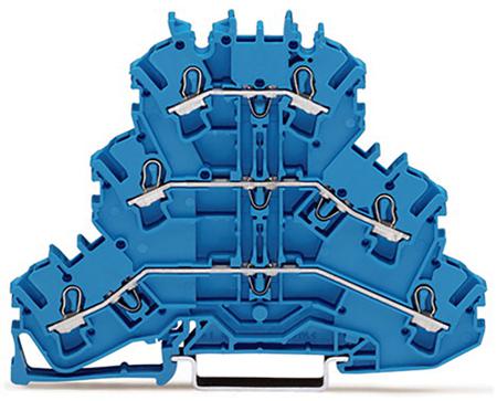 2002-3204 WAGO  TOPJOB S, 2002 Series Blue, 2.5mm², Triple-Level, Push-In Cage Clamp Termination, ATEX, IECEx