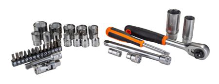 S330AF Bahco , 34 Pieces Socket & Bit Set 1/4 in, 3/8 in Hexagon Drive