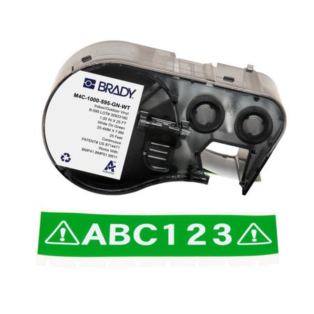 M4C-1000-595-GN-WT Brady B-595 on White on Green Label, 25.40 mm Width