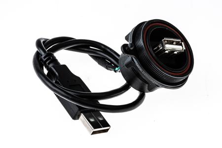 PX0844/A/0M50/A Bulgin Straight, Panel Mount, Plug- Single Port Type A 2.0 IP68, IP69K USB Connector
