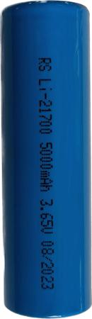 276-8467 RS PRO RS PRO, 3.65V, 21700, Lithium-Ion Lithium Rechargeable Battery, 5Ah