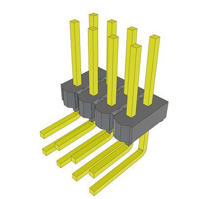 HMTSW-104-22-F-D-282-RA Samtec HMTSW Series Right Angle Through Hole PCB Header, 8 Contact(s), 2.54mm Pitch, 2 Row(s), Unshrouded