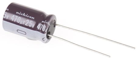 UPS1E471MPD Nichicon 470μF Aluminium Electrolytic Capacitor 25V dc, Radial, Through Hole -