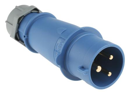 260 Mennekes , IP44 Blue Cable Mount 3P Industrial Power Plug, Rated At 32A, 230 V