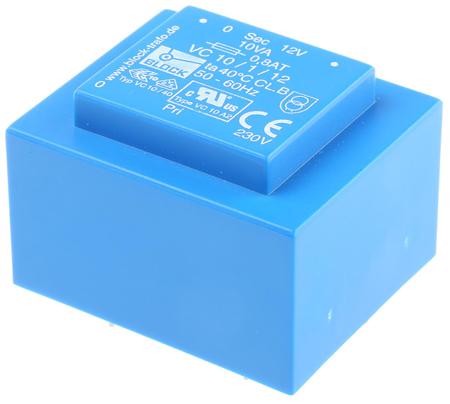 VC 10/1/12 Block 12V ac 1 Output Through Hole PCB Transformer, 10VA
