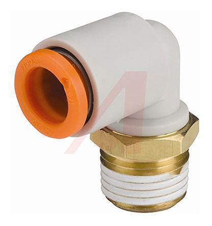 KQ2L13-U03A-X35 SMC Pneumatic Elbow Threaded-to-Tube Adapter, Uni 3/8 Male, Push In 1/2 in