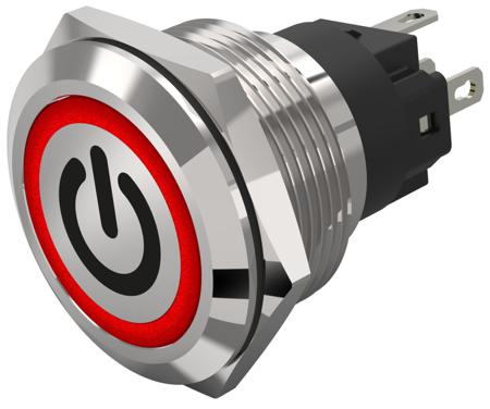 82-6151.1113.B002 EAO 82 Series Illuminated Illuminated Push Button Switch, Momentary, Panel Mount, 22.3mm Cutout, SPDT, Red LED, 240V,