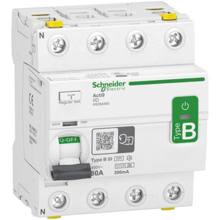 A9Z64480 Schneider Electric iID RCCB, 80A, 4 Pole, 300mA, Type B-SI, 400V ac