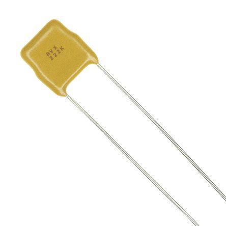 SR211A101KAR AVX 100pF Multilayer Ceramic Capacitor MLCC 100V dc ±10% C0G, NP0 Dielectric SR21 Radial, Max. Temp. +125°C