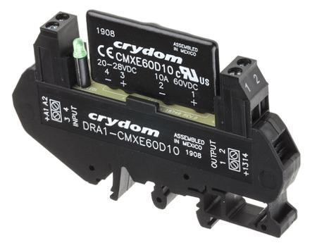 DRA1-CMXE60D10 Sensata Crydom DRA1 CMX Series Solid State Interface Relay, 28 V dc Control, 8 A Load, DIN Rail Mount