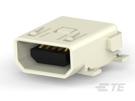 1734328-2 TE Connectivity Right Angle, Board Mount, Receptacle- Single Port Type Mini USB 2.0 Type-AB 2.0 USB Connector
