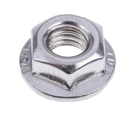 725-9669 14.2mm Plain Stainless Steel Hex Flanged Nut, M6, A2