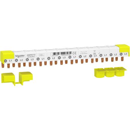 A9XPN712 Schneider Electric Acti9 3 Phase Busbar, 12 Module, 230 <arrow/> 400V, 18mm Pitch