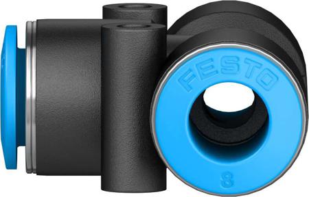QST-8 Festo QST Pneumatic Tee Tube-to-Tube Adapter, Push In 8 mm x Push In 8 mm x Push In 8 mm