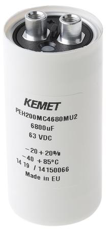 PEH200MC4680MU2 KEMET 6800μF Aluminium Electrolytic Capacitor 63V dc, Screw Terminal -