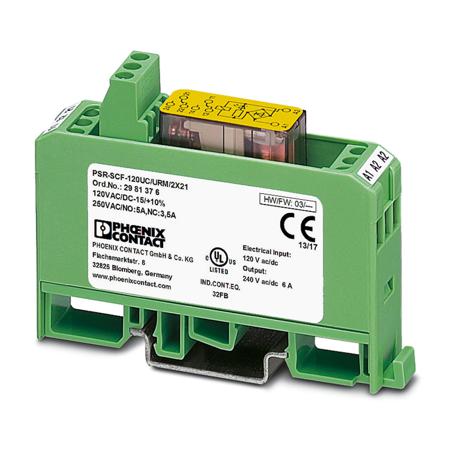 2981376 Phoenix Contact Coupling Relay 120V ac/dc, Single Channel 2 Safety Contacts