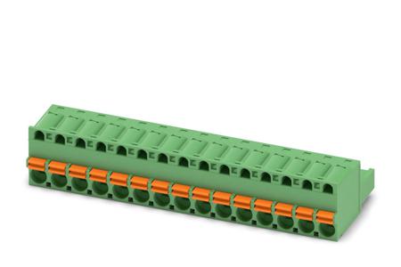1910487 Phoenix Contact, 5mm Pitch, FKC 2.5/15-ST, 15 Way, Pluggable Terminal Block, Plug, Spring Cage Termination,