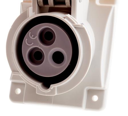 418-1660 Scame IP66, IP67 Yellow Panel Mount 2P + E Heavy Duty Power Connector Socket, Rated At 16A, 110 V
