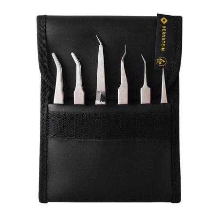 5-050 Bernstein 110 mm, 115 mm, 120 mm, Stainless Steel, ESD Tweezer Set
