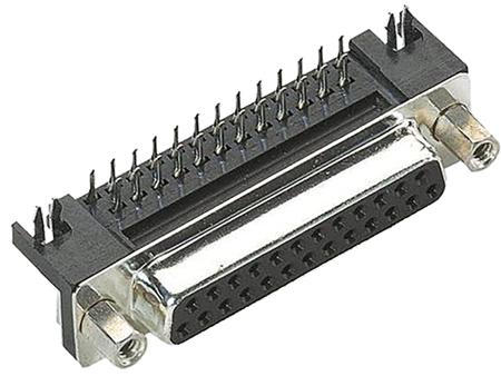 09684637812 HARTING 37 Way Right Angle Through Hole D-sub Connector Plug, 2.77mm Pitch, with 4-40 UNC Threaded Inserts, Boardlocks