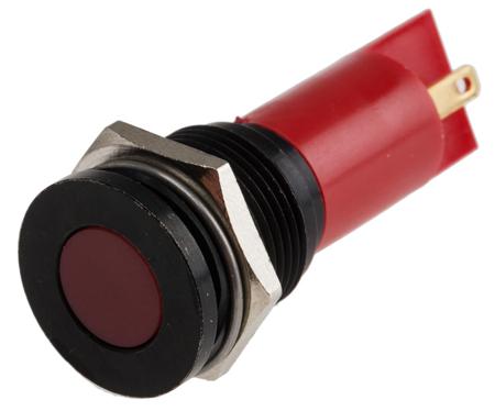 208-302 RS PRO Red Panel Mount Indicator, 24V ac/dc, 16mm Mounting Hole Size, Solder Tab Termination