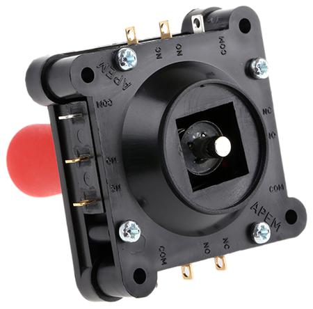 1D1-5F-15-451 IP67 Joystick, 1, 2 axes, 6 A @ 250 V ac Solder 250V ac, -20 → +50°C