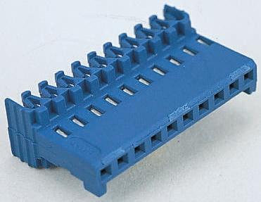 281711-3 TE Connectivity AMPMODU HE14 Series 2.54mm Pitch Right Angle Cable Mount IDC Connector, Socket, 3 Way, 1 Row