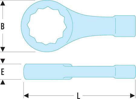 51B-32 Facom Metric 32 mm Burnished Ring Spanner