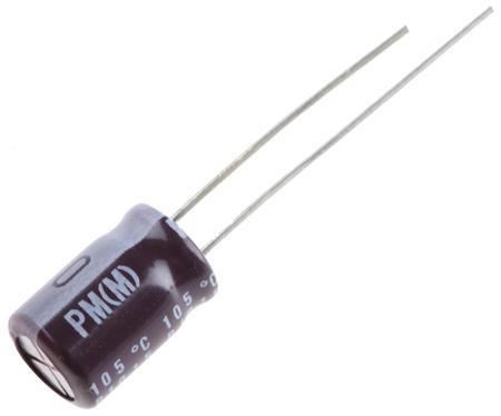 UPM1J470MPD Nichicon 47μF Aluminium Electrolytic Capacitor 63V dc, Radial, Through Hole -