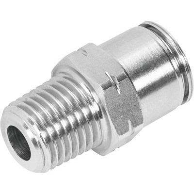 CRQS-1-4-5-16-U Festo CRQS Series Push-in Fitting, NPTF 1/4 Male to 5/16 in, Threaded-to-Tube Connection Style, 565321