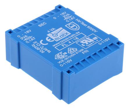 FL-4-18 18V ac 2 Output Through Hole PCB Transformer, 4VA