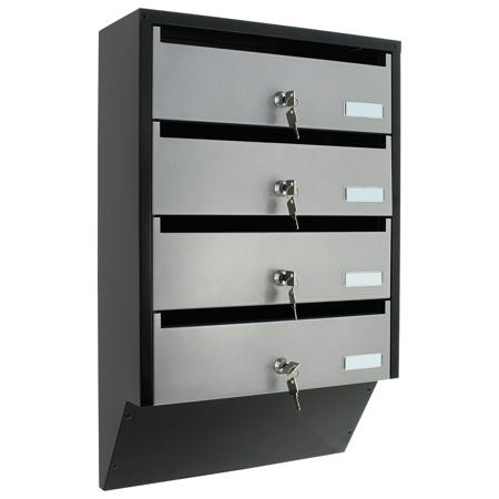 T06209 Silver/Black Mailbox, 600 mm x 385mm x 140 mm